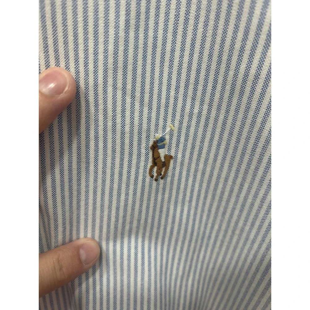 Polo Ralph Lauren Button Down Shirt Mens 4XB Blue Striped Oxford Flesh Pony $138